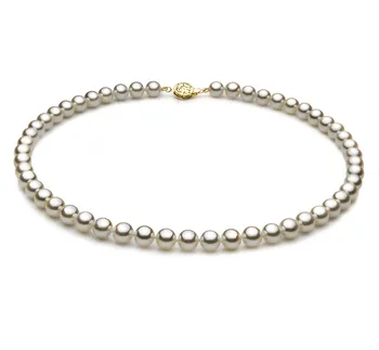 thumbnail image 2 of 36” Natural White Akoya Cultured Pearl Necklace – Hand Knotted, Baroque Style, Unbranded 2 of 5