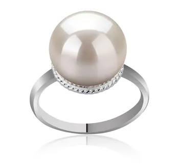 10-11mm AAAA Quality Freshwater Cultured Pearl Ring in Tindra White