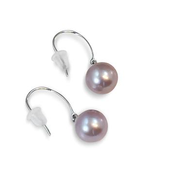 8-8.5mm AAAA Quality Freshwater Cultured Pearl Earring Pair in Yoko Lavender